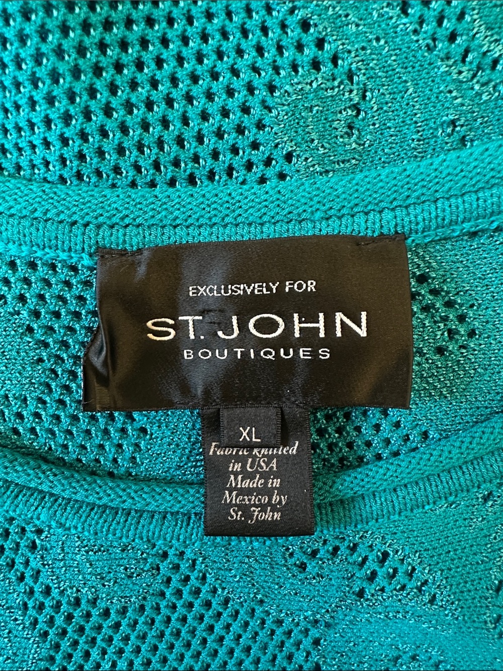 St. John Boutique Teal Jacquard Short Sleeve Peplum Paisley Blouse Size XL - Picture 11 of 11